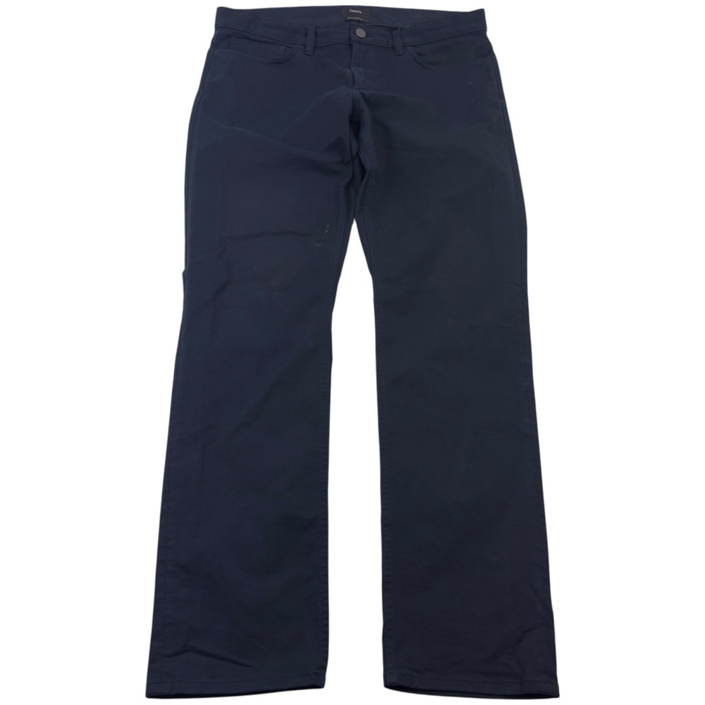 Theory Raydin Straight Leg Slim Fit 5 Pocket Pants Blue Cotton Elastane 34x31